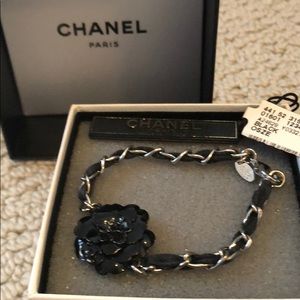 Chanel enamel black rose bracelet